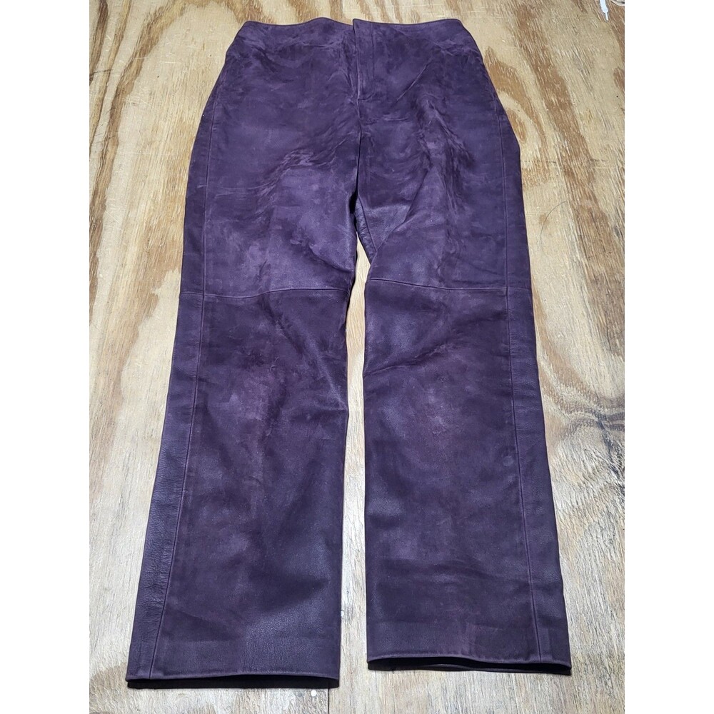 linda allard ellen tracy Leather Pants Women 6 Plum @M3